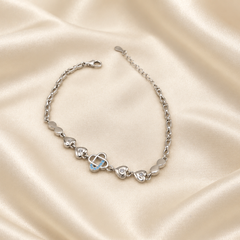 Silver Blue Floral Link Bracelet