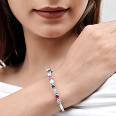 Silver Multicolour CZ Station Bracelet