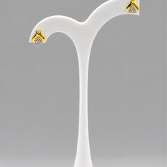 Two-Tone Golden Heart CZ Studs