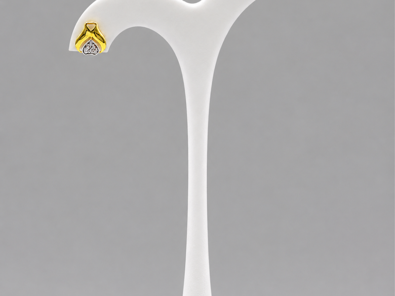 Two-Tone Golden Heart CZ Studs