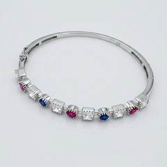 Silver Multicolour CZ Station Bangle