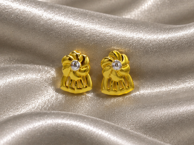 Golden Textured Cone Studs
