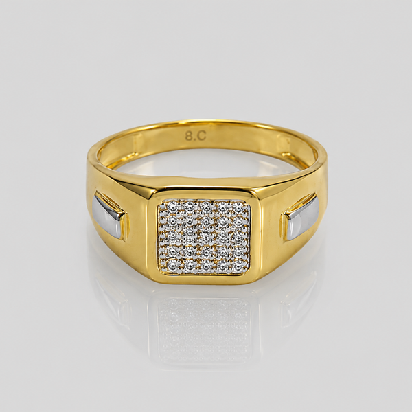 Golden Men's CZ Square Statement Ring