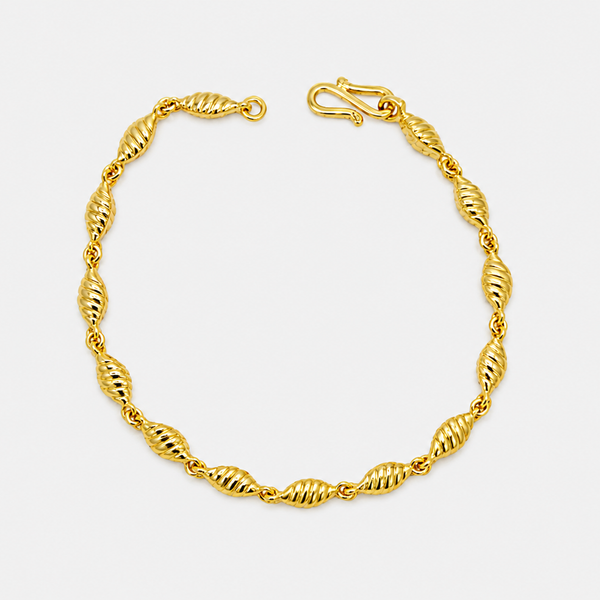 Golden Twisted Oval Bead Bracelet