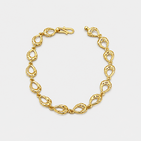 Golden Teardrop Openwork Link Bracelet