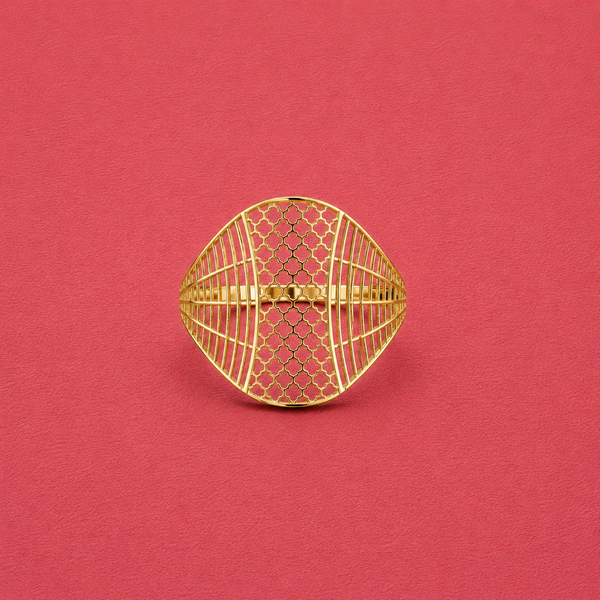 Golden Lattice Statement Dome Ring