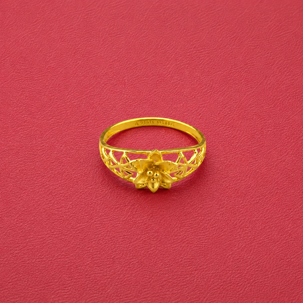 Golden Flower Filigree Dome Ring