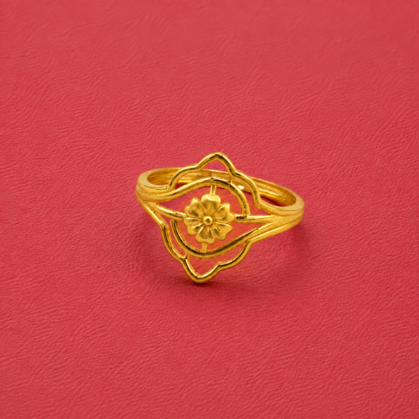 Golden Flower Openwork Frame Ring