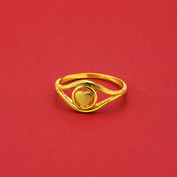 Golden Heart in Oval Frame Ring