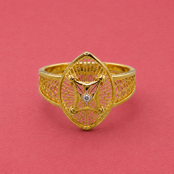 Golden Marquise Filigree Statement Ring