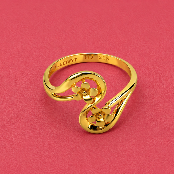 Golden Swirl & Flower Ring
