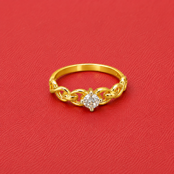Golden Chain Link Solitaire Ring