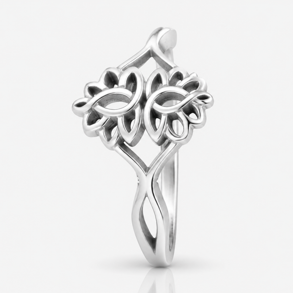 Silver Openwork Filigree Lotus Ring – view 2