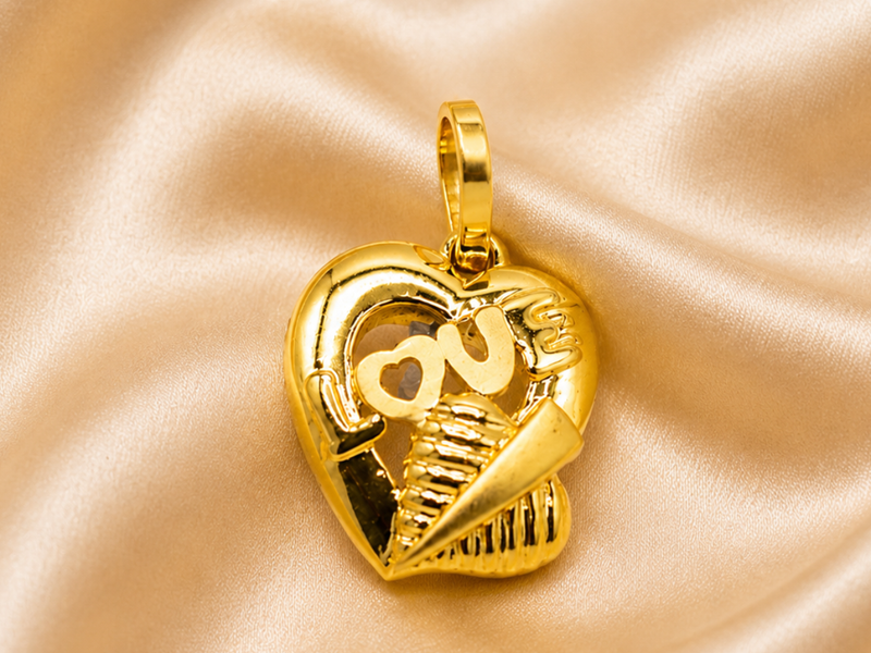Golden Love Cutout Heart Pendant