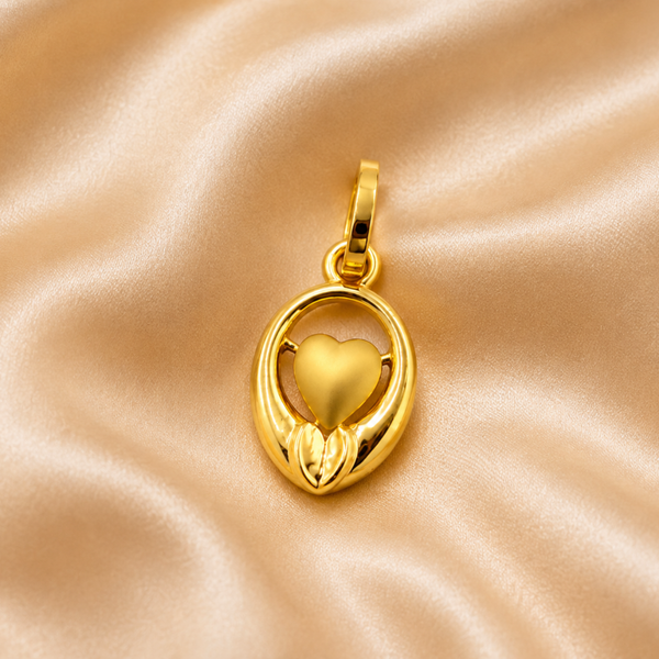 Golden Oval Frame Puffed Heart Pendant