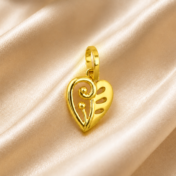 Golden Openwork Swirl Heart Pendant