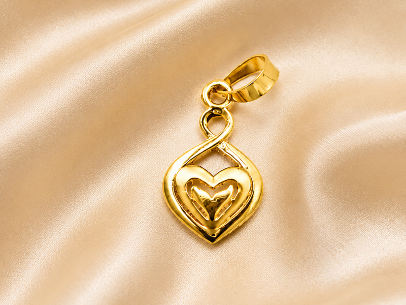 Golden Twisted Teardrop Heart Pendant