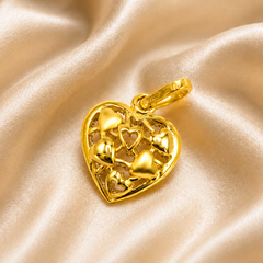 Golden Puffed Multi-Heart Openwork Pendant