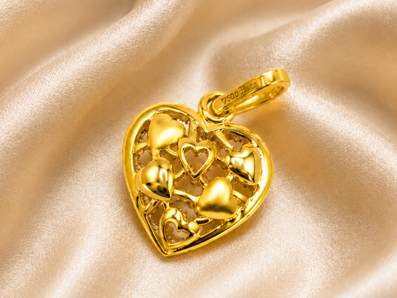 Golden Puffed Multi-Heart Openwork Pendant