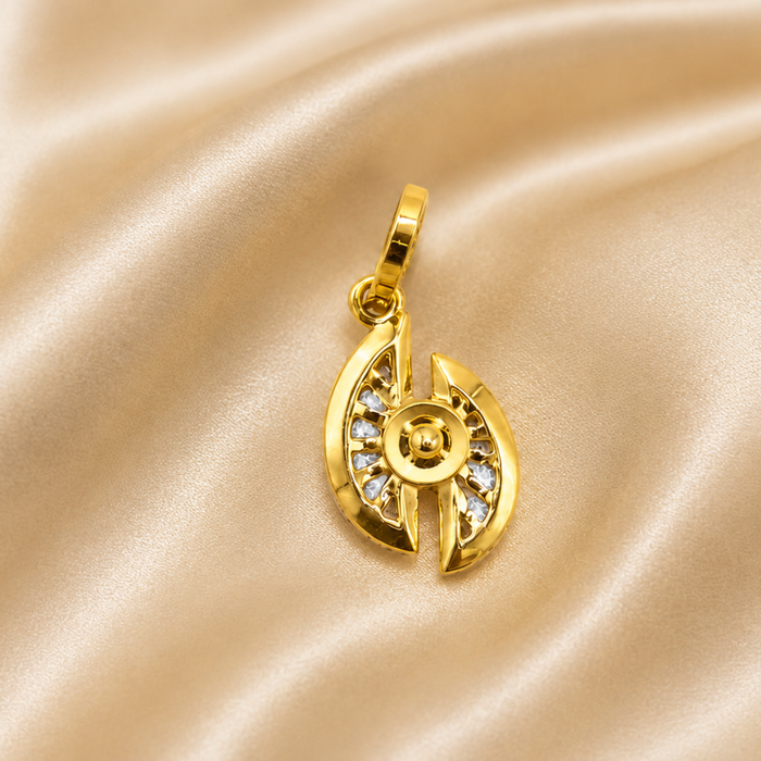 Golden Split-Leaf Geometric CZ Pendant