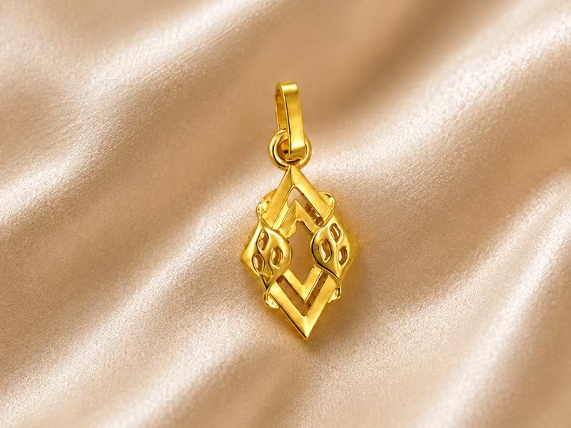Golden Geometric Rhombus Cutout Pendant