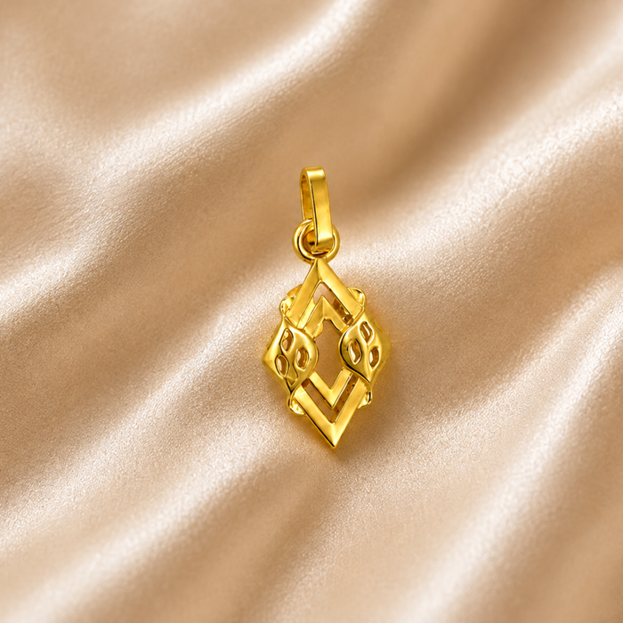 Golden Geometric Rhombus Cutout Pendant