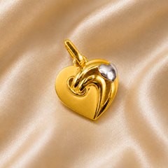 Two-Tone Golden Puffed Heart Accent Pendant