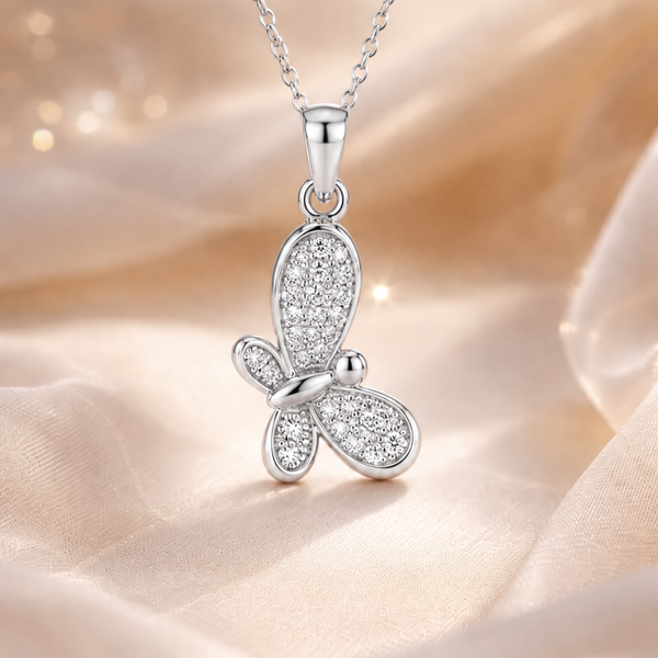 Silver Pave Dragonfly Pendant