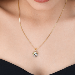 Two-Tone Golden Ribbon Stripe Heart Pendant – view 3