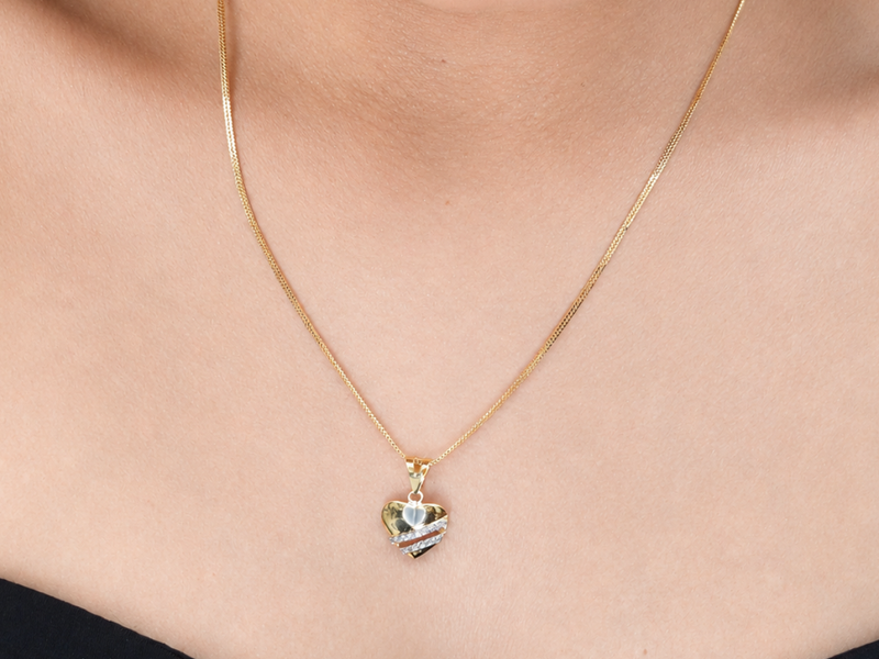 Two-Tone Golden Ribbon Stripe Heart Pendant – view 3