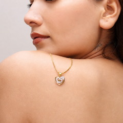 Two-Tone Golden CZ Outline Heart Pendant – view 2