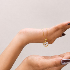Two-Tone Golden CZ Outline Heart Pendant – view 4