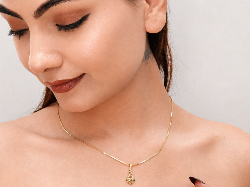 Golden Twisted Teardrop Heart Pendant – view 2