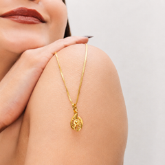 Golden Split-Leaf Geometric CZ Pendant – view 3