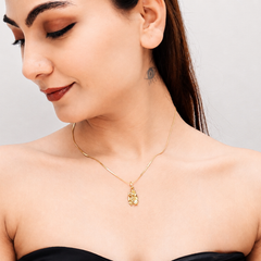 Golden Radha Krishna Devotional Pendant – view 2