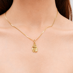 Golden Radha Krishna Devotional Pendant – view 3