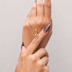 Golden Geometric Rhombus Cutout Pendant – view 2