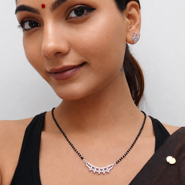 Silver CZ Chevron Arc Mangalsutra
