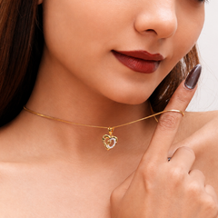 Golden Openwork Heart CZ Loop Pendant – view 2