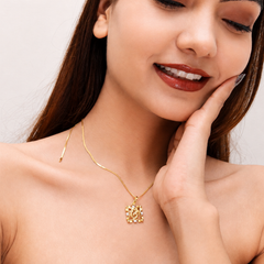 Two-Tone Golden Om Square Frame Pendant – view 2