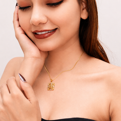 Two-Tone Golden Om Square Frame Pendant – view 3