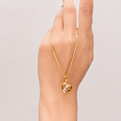 Golden Open Heart Diagonal CZ Stripe Pendant – view 2