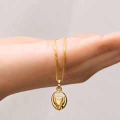 Golden Oval Frame Puffed Heart Pendant – view 3