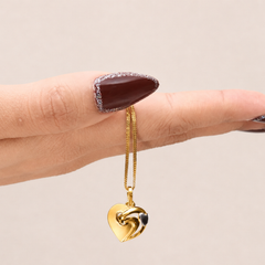 Two-Tone Golden Puffed Heart Accent Pendant – view 3