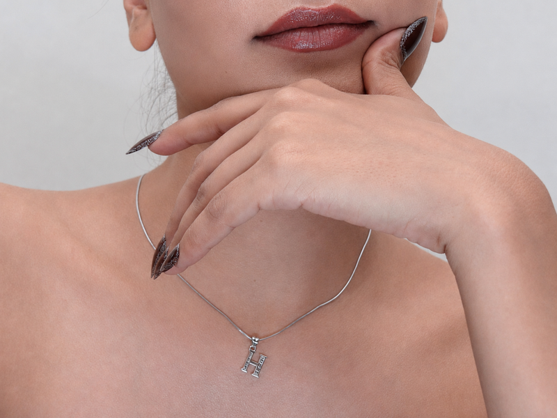 Silver Pave H Initial Pendant