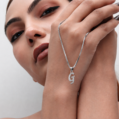 Silver Pave G Initial Pendant