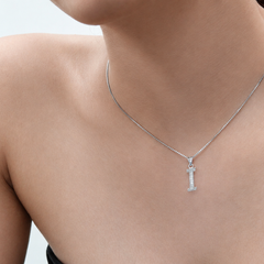 Silver Pave I Initial Pendant
