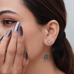 Silver Pave Heart Studs – view 3