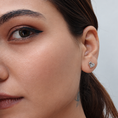 Silver Open Double Heart Pave Studs – view 2
