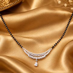 Silver CZ Fan Pendant Drop Mangalsutra